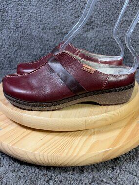 Pikolinos Shoes Granada Leather Clog Womens Size 9 Burgundy Wool Lined Slide